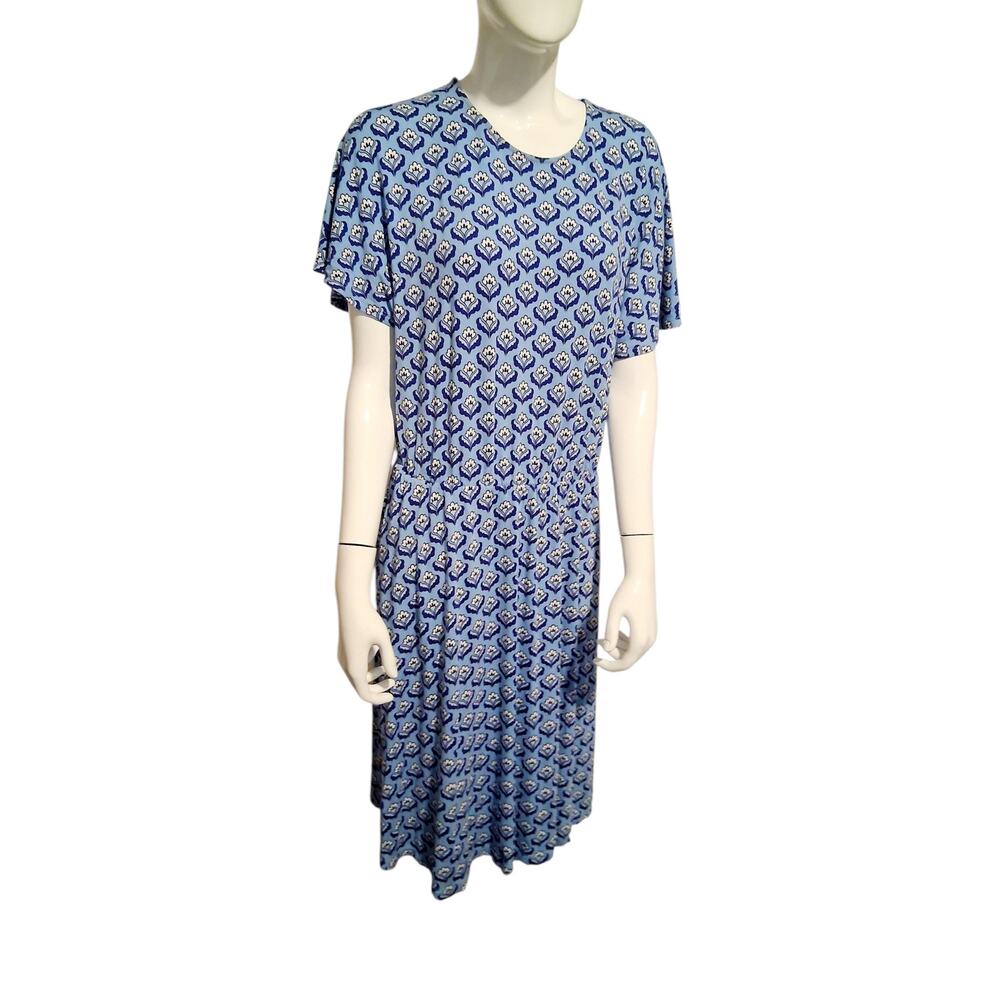 Boden Women's size 12L Floral Flutter Sleeve Casual Career Office Jersey‎ Dress